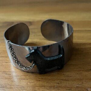 VINTAGE SILVER SCOTTIE DOG CUFF BRACELET - SMALL